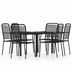 vidaXL Set Mobili da Pranzo per Giardino 7 pz Nero - Vista aggiuntiva 2