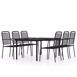 vidaXL Set Mobili da Pranzo per Giardino 7 pz Nero - Vista aggiuntiva 2