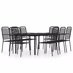 vidaXL Set da Pranzo per Giardino 9 pz con Cuscini Nero - Vista aggiuntiva 2