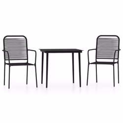 vidaXL Set Mobili da Pranzo per Giardino 3 pz Nero - Vista aggiuntiva 2