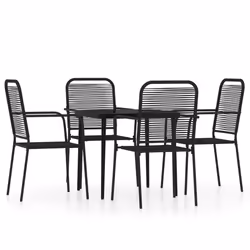 vidaXL Set Mobili da Pranzo per Giardino 5 pz Nero - Vista aggiuntiva 2