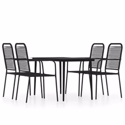 vidaXL Set Mobili da Pranzo per Giardino 5 pz Nero - Vista aggiuntiva 2