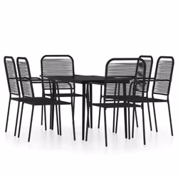 vidaXL Set Mobili da Pranzo per Giardino 7 pz Nero - Vista aggiuntiva 2