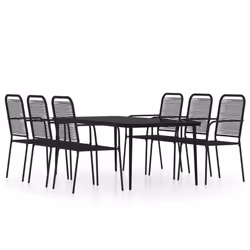 vidaXL Set Mobili da Pranzo per Giardino 7 pz Nero - Vista aggiuntiva 2