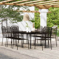 Set da Pranzo per Giardino 9 pz con Cuscini Nero Vidaxl