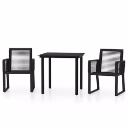 vidaXL Set Mobili da Pranzo per Giardino 3 pz Nero - Vista aggiuntiva 2
