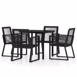 vidaXL Set Mobili da Pranzo per Giardino 5 pz Nero - Vista aggiuntiva 2