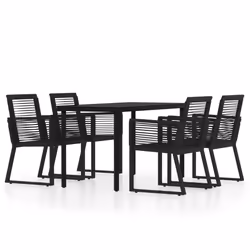 vidaXL Set Mobili da Pranzo per Giardino 5 pz Nero - Vista aggiuntiva 2