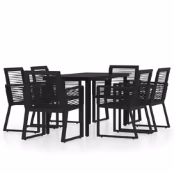 vidaXL Set Mobili da Pranzo per Giardino 7 pz Nero - Vista aggiuntiva 2
