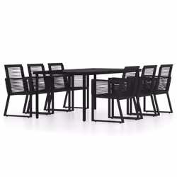 vidaXL Set Mobili da Pranzo per Giardino 7 pz Nero - Vista aggiuntiva 2