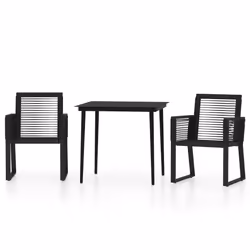 vidaXL Set Mobili da Pranzo per Giardino 3 pz Nero - Vista aggiuntiva 2