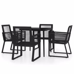 vidaXL Set Mobili da Pranzo per Giardino 5 pz Nero - Vista aggiuntiva 2