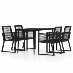 vidaXL Set Mobili da Pranzo per Giardino 5 pz Nero - Vista aggiuntiva 2