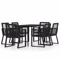 vidaXL Set Mobili da Pranzo per Giardino 7 pz Nero - Vista aggiuntiva 2