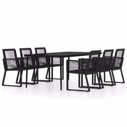 vidaXL Set Mobili da Pranzo per Giardino 7 pz Nero - Vista aggiuntiva 2