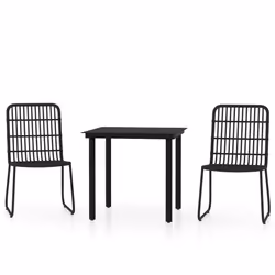 vidaXL Set da Pranzo da Giardino 3 pz Nero - Vista aggiuntiva 2