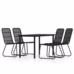 vidaXL Set da Pranzo da Giardino 5 pz Nero - Vista aggiuntiva 2