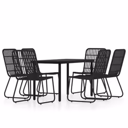 vidaXL Set Mobili da Pranzo per Giardino 7 pz Nero - Vista aggiuntiva 2