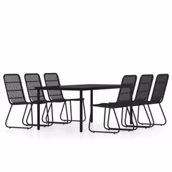 vidaXL Set da Pranzo per Giardino 7 pz con Cuscini Nero - Vista aggiuntiva 2