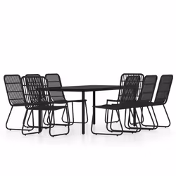 vidaXL Set da Pranzo per Giardino 9 pz con Cuscini Nero - Vista aggiuntiva 2
