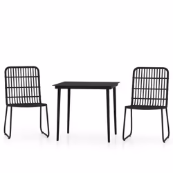 vidaXL Set da Pranzo da Giardino 3 pz Nero - Vista aggiuntiva 2