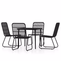 vidaXL Set da Pranzo da Giardino 5 pz Nero - Vista aggiuntiva 2