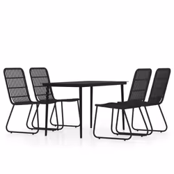 vidaXL Set da Pranzo da Giardino 5 pz Nero - Vista aggiuntiva 2