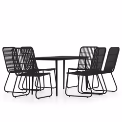 vidaXL Set da Pranzo da Giardino 7 pz Nero - Vista aggiuntiva 2