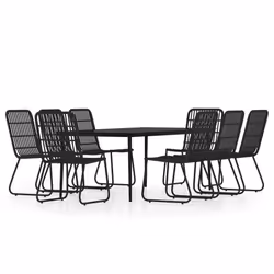 vidaXL Set da Pranzo per Giardino 9 pz con Cuscini Nero - Vista aggiuntiva 2