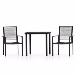 vidaXL Set Mobili da Pranzo per Giardino 3 pz Nero - Vista aggiuntiva 2