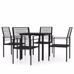 vidaXL Set Mobili da Pranzo per Giardino 5 pz Nero - Vista aggiuntiva 2