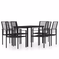 vidaXL Set da Pranzo da Giardino 7 pz Nero - Vista aggiuntiva 2