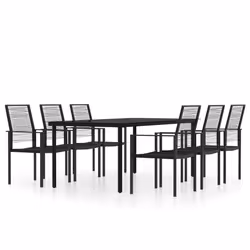 vidaXL Set Mobili da Pranzo da Giardino 7 pz Nero - Vista aggiuntiva 2