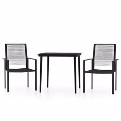 vidaXL Set Mobili da Pranzo per Giardino 3 pz Nero - Vista aggiuntiva 2