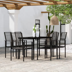 vidaXL Set da Pranzo da Giardino 7 pz Nero