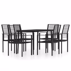 vidaXL Set da Pranzo da Giardino 7 pz Nero - Vista aggiuntiva 2