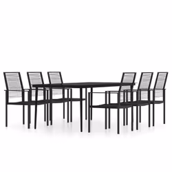 vidaXL Set Mobili da Pranzo da Giardino 7 pz Nero - Vista aggiuntiva 2