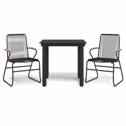 Set da Pranzo da Giardino 3 pz Nero in Rattan PVCcod mxl 121468 - Vista aggiuntiva 2