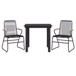 Set da Pranzo da Giardino 3 pz Nero in Rattan PVCcod mxl 121468 - Vista aggiuntiva 3