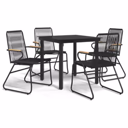 Set da Pranzo da Giardino 5 pz Nero in Rattan PVCcod mxl 73543 - Vista aggiuntiva 2