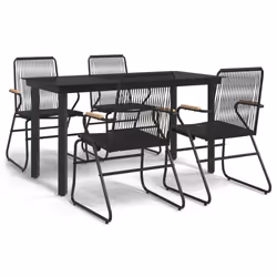 Set da Pranzo da Giardino 5 pz Nero in Rattan PVCcod mxl 97543 - Vista aggiuntiva 2