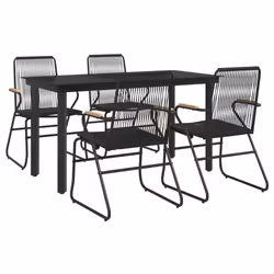 Set da Pranzo da Giardino 5 pz Nero in Rattan PVCcod mxl 97543 - Vista aggiuntiva 3