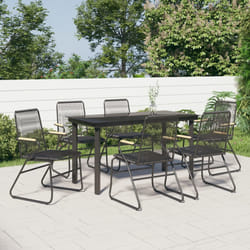 Set da Pranzo da Giardino 7 pz Nero in Rattan PVCcod mxl 73544