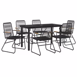 Set da Pranzo da Giardino 7 pz Nero in Rattan PVCcod mxl 73544 - Vista aggiuntiva 3