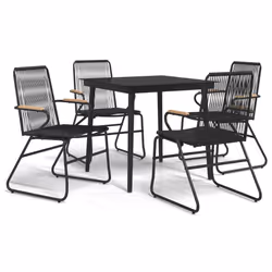 Set da Pranzo da Giardino 5 pz Nero in Rattan PVCcod mxl 121469 - Vista aggiuntiva 2