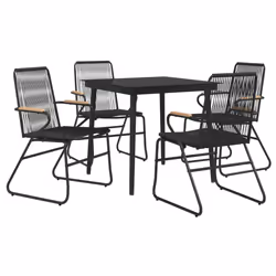 Set da Pranzo da Giardino 5 pz Nero in Rattan PVCcod mxl 121469 - Vista aggiuntiva 3