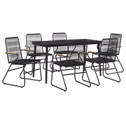 Set da Pranzo da Giardino 7 pz Nero in Rattan PVCcod mxl 97544 - Vista aggiuntiva 3