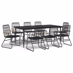 vidaXL Set da Pranzo da Giardino 9 pz Nero in Rattan PVC - Vista aggiuntiva 2