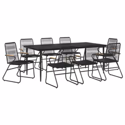 vidaXL Set da Pranzo da Giardino 9 pz Nero in Rattan PVC - Vista aggiuntiva 3