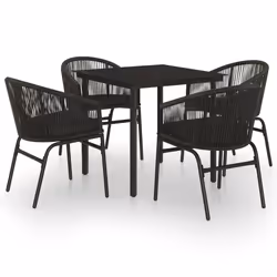 vidaXL Set da Pranzo per Giardino 5 pz Nero - Vista aggiuntiva 2